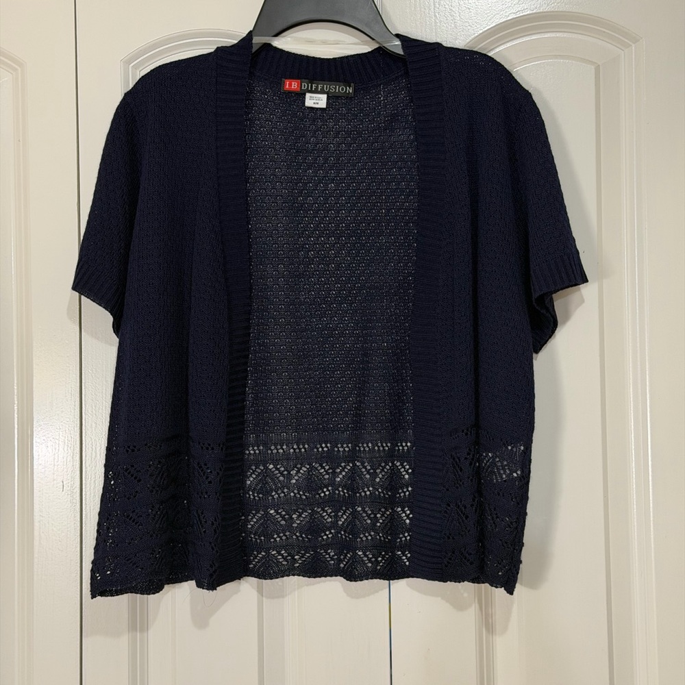 Women's Navy Open-Front Sweater